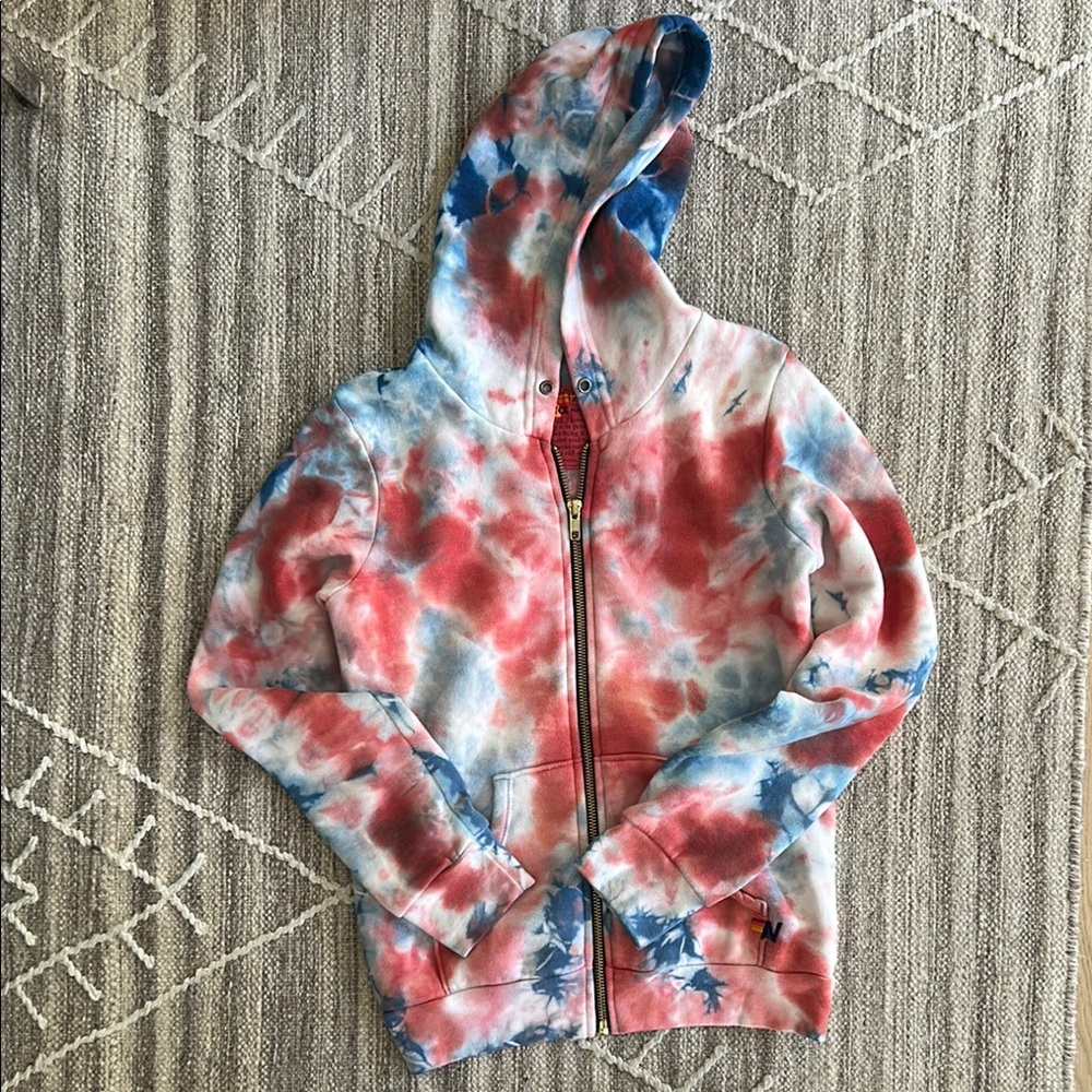 Aviator Nation Tie-Dye Hoodie - Red and Blue